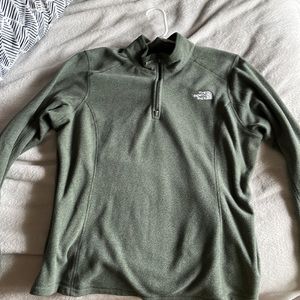 North Face green fleece quarter zip shirt